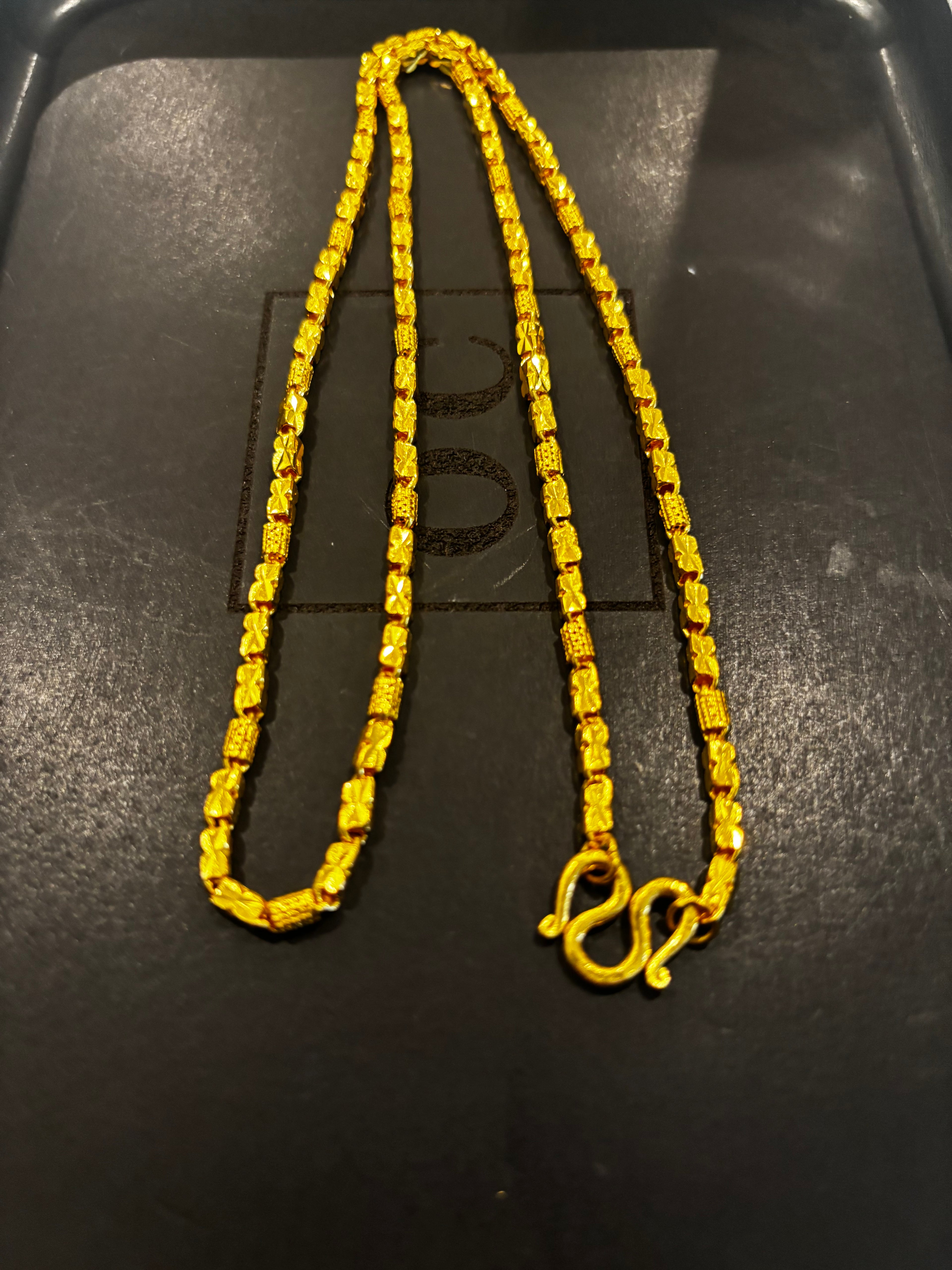 24k Gold Diamond Cut Barrel Chain