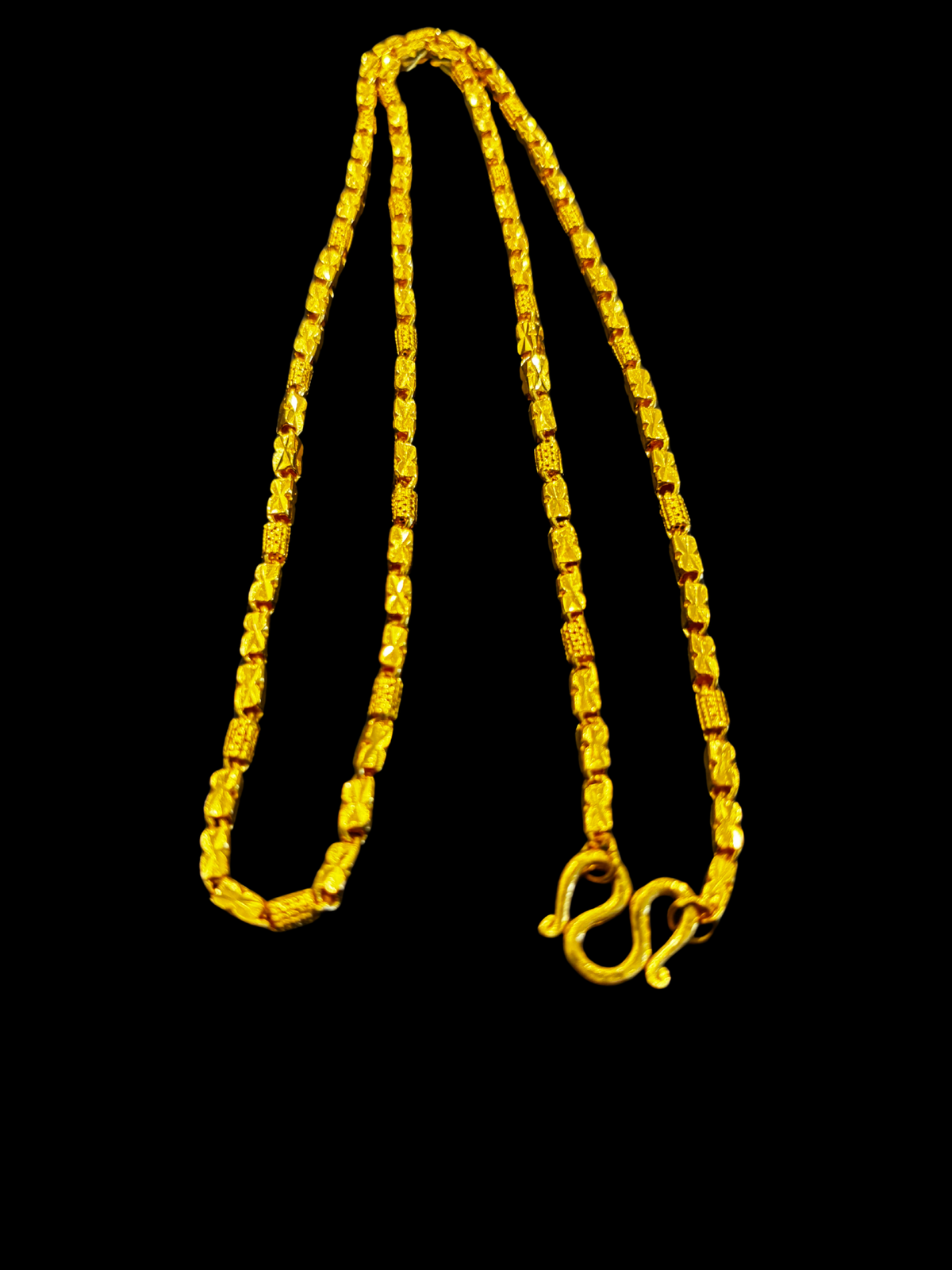 24k Gold Diamond Cut Barrel Chain